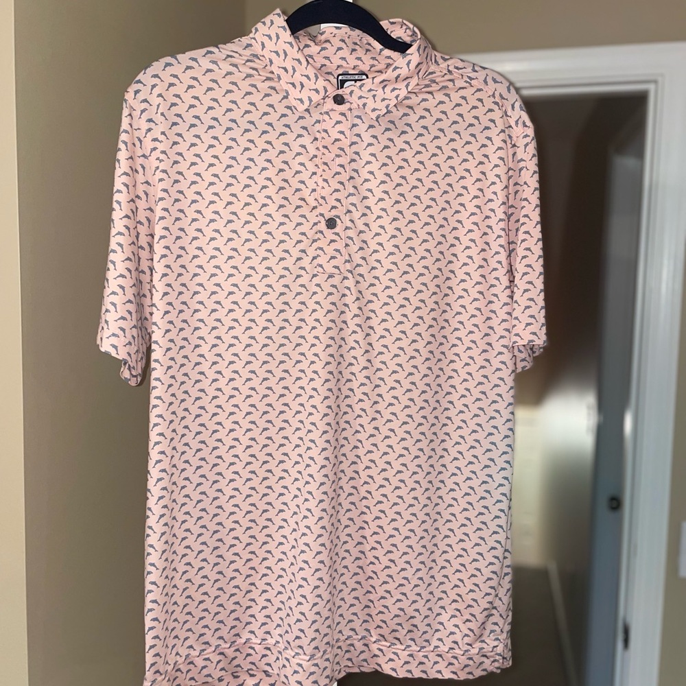 FootJoy Pink and Blue Patterned Polo Shirt